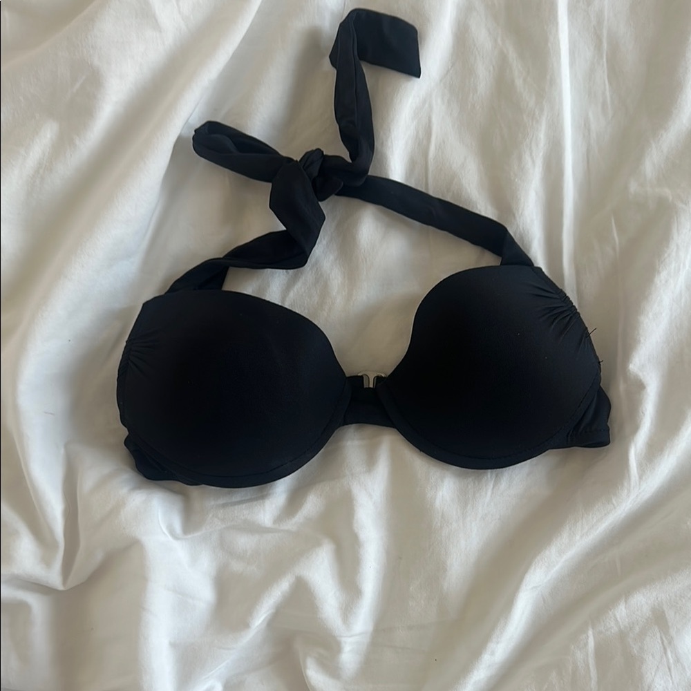 Black Halter Bikini Top push up